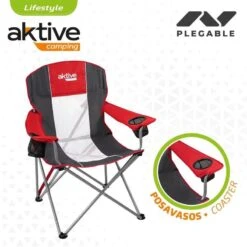 AKTIVE - Chaise De Camping XL Avec Porte-Gobelet -Camping En Plein Air aktive chaise de camping xl avec porte gobelet 2