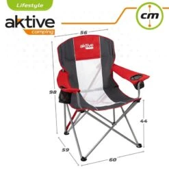 AKTIVE - Chaise De Camping XL Avec Porte-Gobelet -Camping En Plein Air aktive chaise de camping xl avec porte gobelet 5