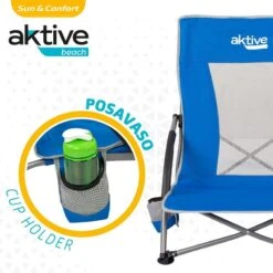 AKTIVE - Chaise Pliante Avec Poche Et Poignée De Transport -Camping En Plein Air aktive chaise pliante avec poche et poignee de transport 2