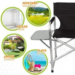 AKTIVE - Chaise Pliante Avec Table Amovible -Camping En Plein Air aktive chaise pliante avec table amovible 4