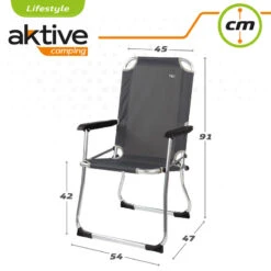 AKTIVE - Chaise Pliante Camping Fixe En Aluminium 54 X 57 X 91 Cm, Gris -Camping En Plein Air aktive chaise pliante camping fixe en aluminium 54 x 57 x 91 cm gris 5
