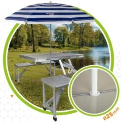 AKTIVE - Ensemble Table Et Chaise. Table Pliante Avec 4 Tabourets 135x86x67 Cm -Camping En Plein Air aktive ensemble table et chaise table pliante avec 4 tabourets 135x86x67 cm 3
