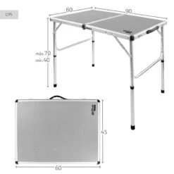 AKTIVE - Table De Camping Pliante, Réglable En 2 Hauteurs, 90x60x40/70 Cm, Gris 10 AKTIVE - Table De Camping Pliante, Réglable En 2 Hauteurs, 90x60x40/70 Cm, Gris -Camping En Plein Air aktive table de camping pliante reglable en 2 hauteurs 90x60x4070 cm gris 3