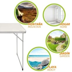 AKTIVE - Table Pliante En Aluminium Et Bois. Table De Camping 80x60x70 Cm -Camping En Plein Air aktive table pliante en aluminium et bois table de camping 80x60x70 cm 3