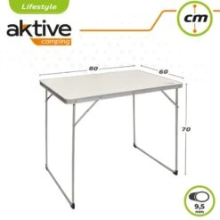 AKTIVE - Table Pliante En Aluminium Et Bois. Table De Camping 80x60x70 Cm -Camping En Plein Air aktive table pliante en aluminium et bois table de camping 80x60x70 cm 5