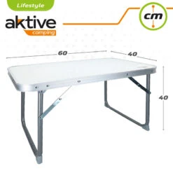 AKTIVE - Table Pliante . Table Basse Blanche En Aluminium - 40x60x40 Cm -Camping En Plein Air aktive table pliante table basse blanche en aluminium 40x60x40 cm 3