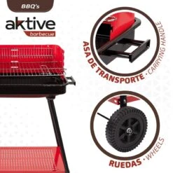 Barbecue Portable Au Charbon De Bois Pour 4 Niveaux Aktive -Camping En Plein Air barbecue portable au charbon de bois pour 4 niveaux aktive 2