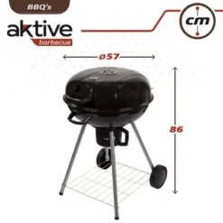 Barbecue Portable Rond Au Charbon De Bois Avec Couvercle Aktive -Camping En Plein Air barbecue portable rond au charbon de bois avec couvercle aktive 6