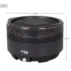 Barbecue Rond Noir Sans Fumée 2 En 1 Ø34 Cm Aktive -Camping En Plein Air barbecue rond noir sans fumee 2 en 1 o34 cm aktive 3