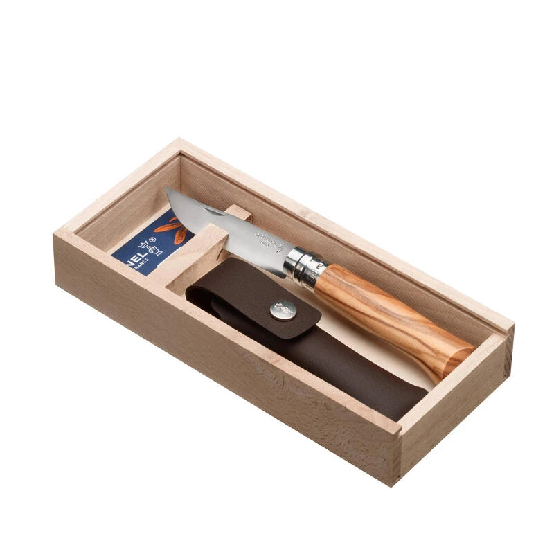 Coffret Couteau Opinel Randonnée Numéro 8 En Bois D'olivier, Avec Son étui Cuir 3 Coffret Couteau Opinel Randonnée Numéro 8 En Bois D'olivier, Avec Son étui Cuir – Image 3
