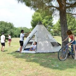 Tente De Camping Tipii - 6 Personnes - Hauteur 2,50m - Moustiquaire - Beige/Gris 11 Tente De Camping Tipii - 6 Personnes - Hauteur 2,50m - Moustiquaire - Beige/Gris -Camping En Plein Air tente de camping tipii 6 personnes hauteur 250m moustiquaire beigegris 4