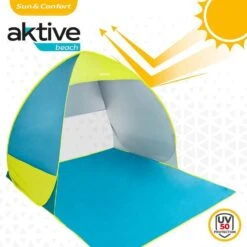 Tente De Plage Pop Up Bleue Et Verte Aktive Beach -Camping En Plein Air tente de plage pop up bleue et verte aktive beach 2