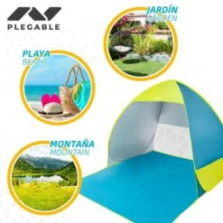 Tente De Plage Pop Up Bleue Et Verte Aktive Beach -Camping En Plein Air tente de plage pop up bleue et verte aktive beach 3