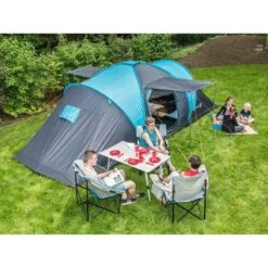 Camping En Plein Air -Camping En Plein Air tente dome familiale hammerfest 6 protect sol cousu 6 personnes 2 cabines 1