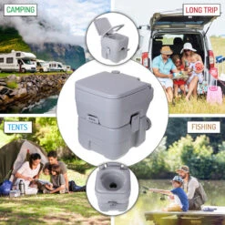 Toilette Portable 20L Pour Camping-Car, WC Avec Chasse D'Eau 13L Camry -Camping En Plein Air toilette portable 20l pour camping car wc avec chasse deau 13l camry 2